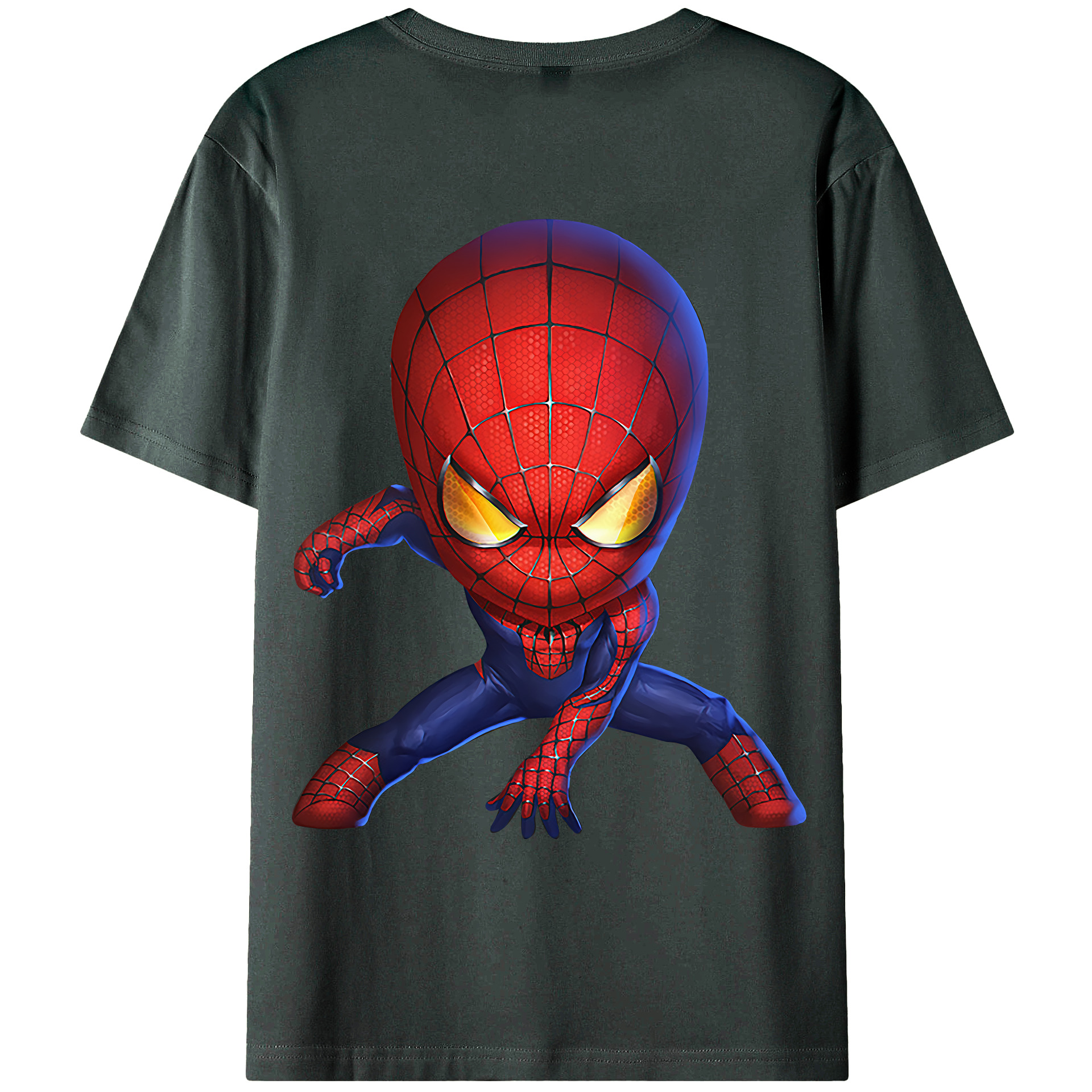 （画像用） Spider Man スパイダーマン 綿100％ メンズ半袖Tシャツ（バックプリント） 通気性
